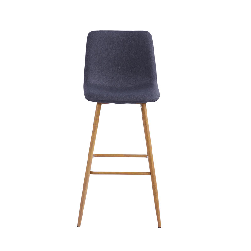 Upholstered Counter Stool with Metal Frame, Dark Grey