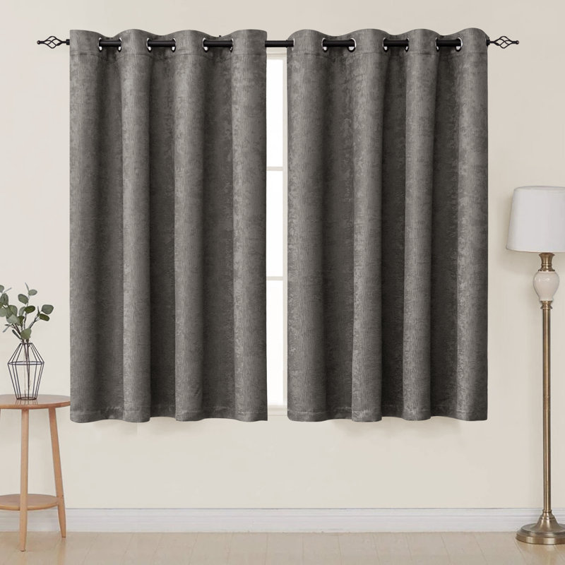 Jayla Blackout Curtain Pair, Dark Gray, 53" W x 63" L