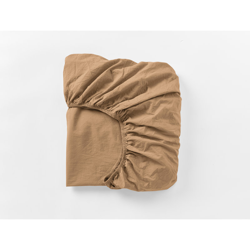 Crinkled 100% Cotton Percale Fitted Sheet, Full Fitted Sheet, Ginger