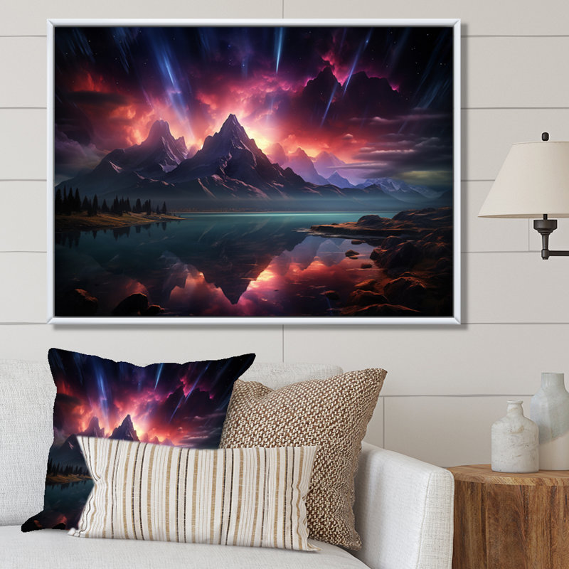Northern Lights Luminescent Symphony II - Landscapes Canvas Prints, H 16 po x l 32 po, Cadre photo blanc