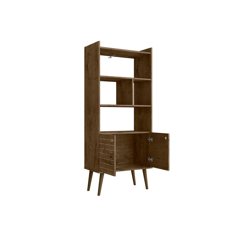 Helaina Geometric Storage Bookcase, Rustic Brown