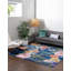 Tapis bleu marine / rouge Clydie-62327554