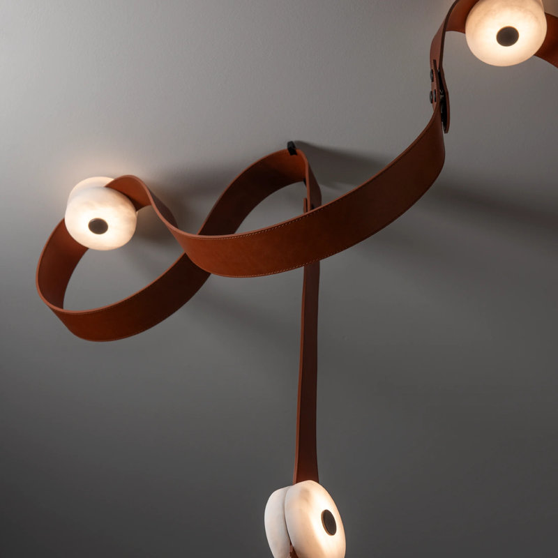 Snaps LED Traditional Floor Lamp By Andy Morter, Black, Chestnut Leather
