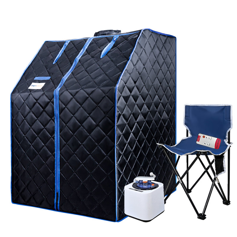 Ancel 1 - Person Portable Traditional Steam Sauna with Remote Control, Black/Blue
