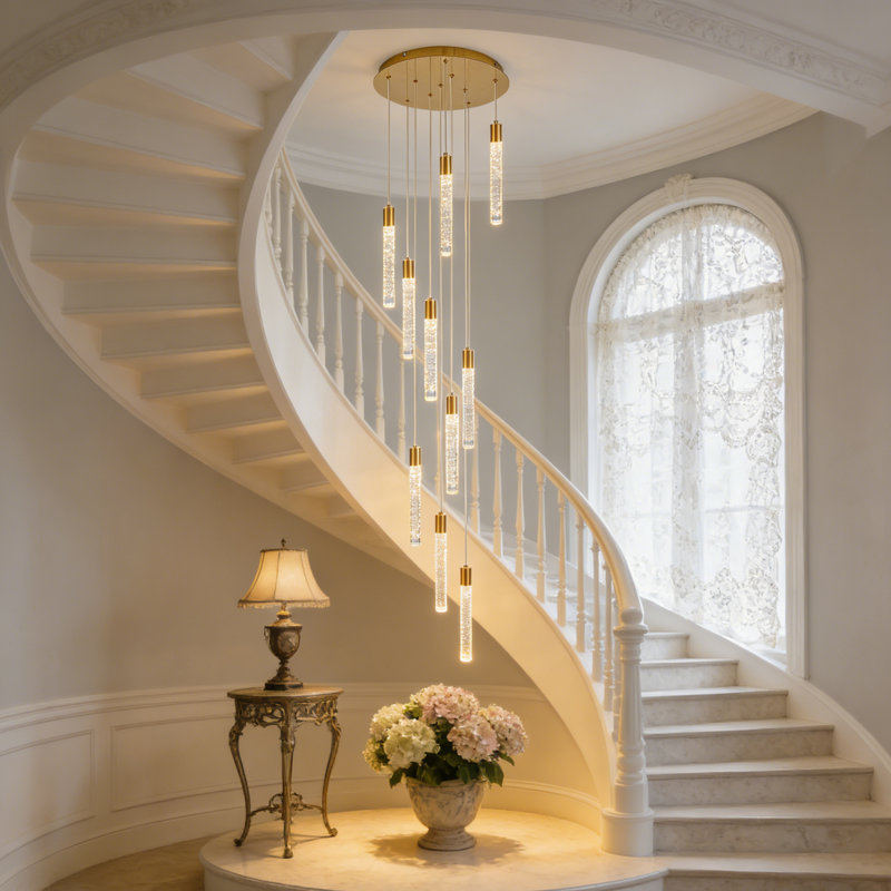 Grand luminaire suspendu à DEL Elivia, Gold, 10 Lights, 14.17"H x 17.72"W x 17.72"D