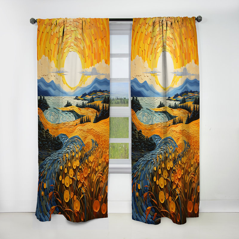 Vangogh Harvest Time In The Wheat Fields II - rideau occultant Vangogh - 1 panneau, L 52 po x L 108 po