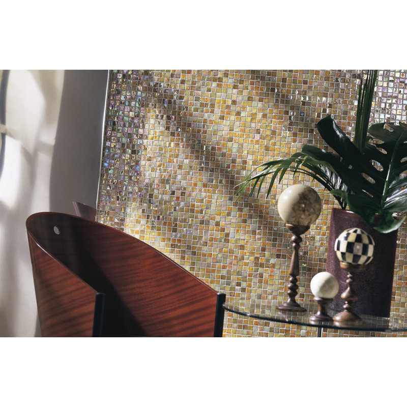 Marigold 3 5/8" x 5/8" Iridescent Glass Mosaic