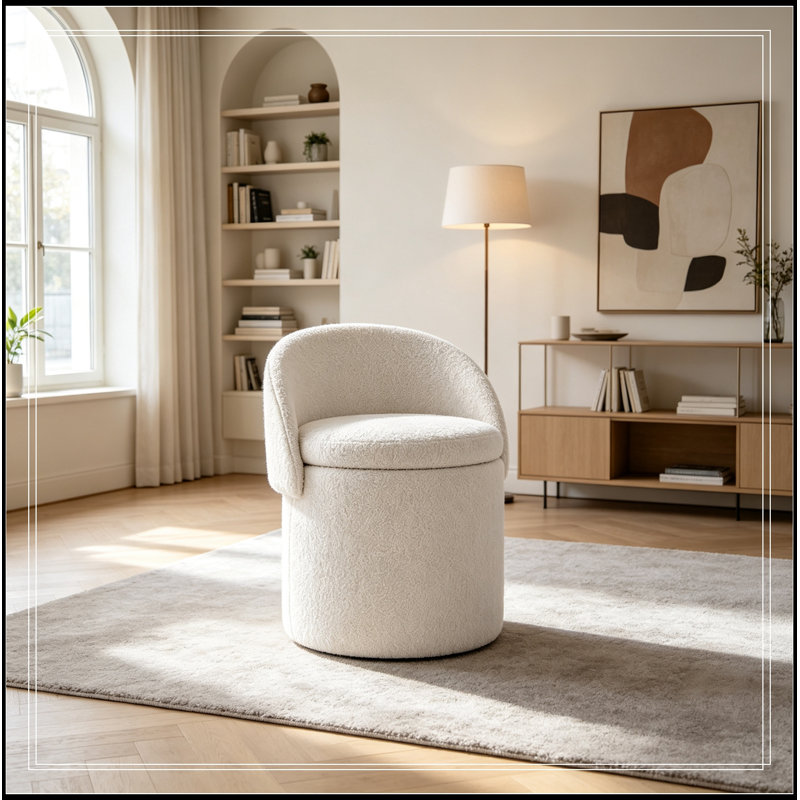Fauteuil demi-tonneau avec rangement à plateau rabattable, Beige