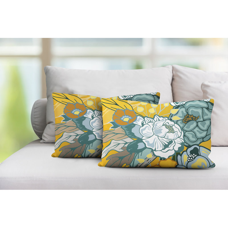 Coussin intérieur / extérieur Nouvel Floral, Jaune