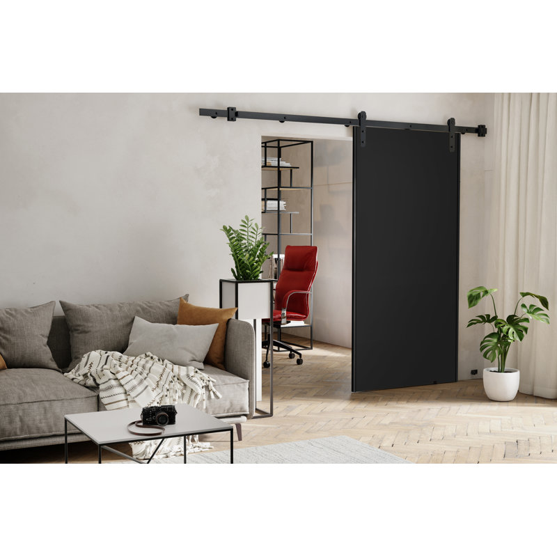 Medelyn Single Sliding Doors Laminate, Black, BOLK1220