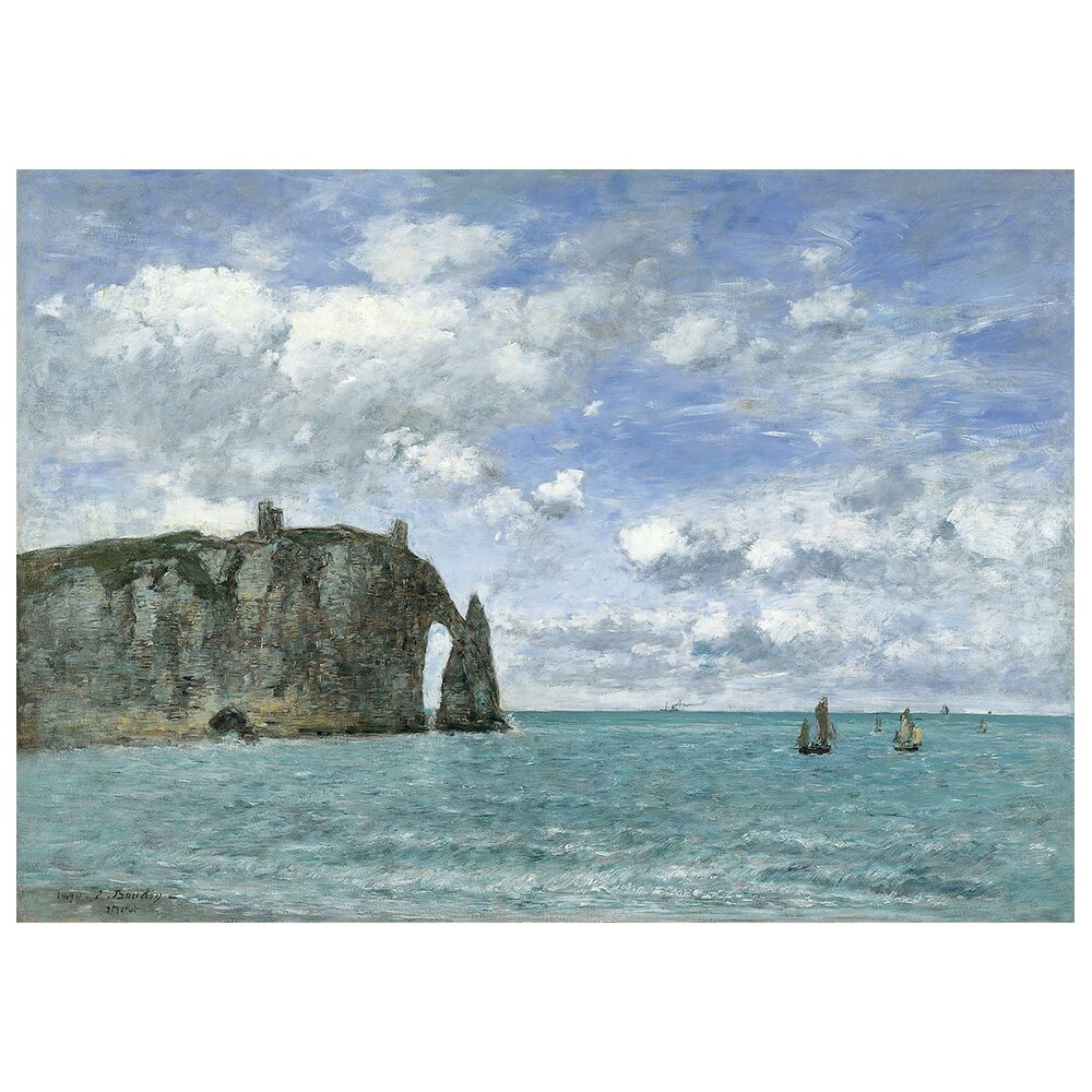 Gerahmtes Leinwandbild Treachery La Falaise D'aval von Eugène Boudin