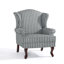 Fauteuil d'appoint à oreilles rembourré en lin gris avec accoudoirs roulés et pieds en bois massif Duward-1464895304