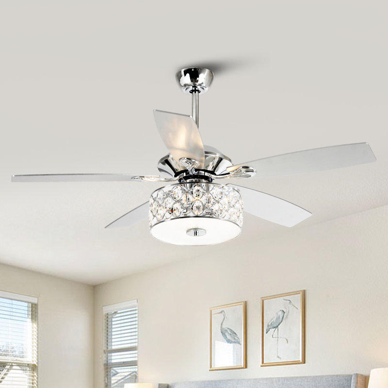 Hotwells 52'' Ceiling Fan with Light Kit, Chrome with Silver Blades