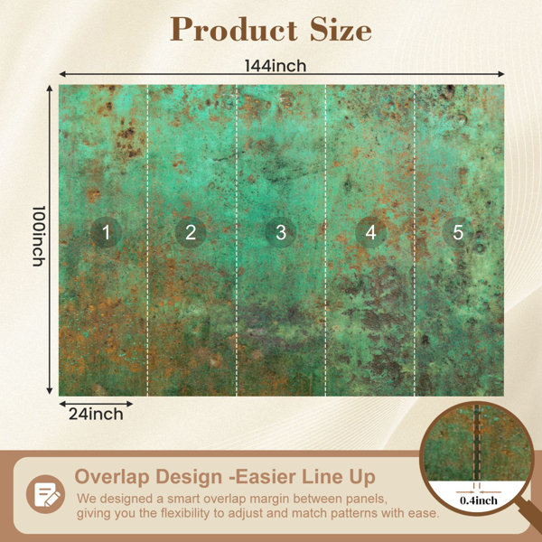 Red Barrel Studio Peel and Stick Wallpaper Rusty Copper Patina Grunge ...
