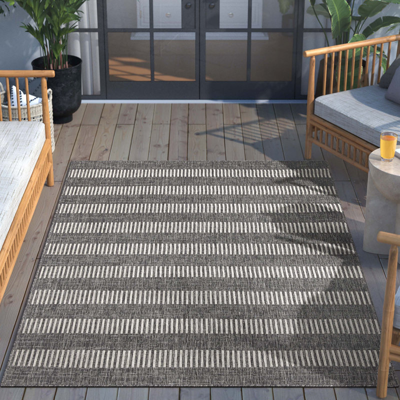 Well Woven Medusa Stria Geometric Flat-Weave Indoor/Outdoor Area Rug, Rectangle 160 x 220cm