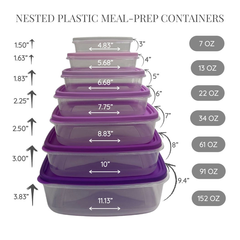 Ensemble de 7 contenants alimentaires Dammian, Mauve