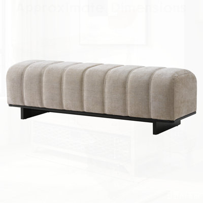 Indoor Dining Bench with Oatmeal Chenille Fabric and Sturdy Rubber Wood Legs, Comfortable Seating for Dining and Living Areas