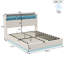 White Velvet Ottoman Bed with LED & Charging Headboard, 2-Tier Storage Shelf, 90/140/160x200cm-129165883