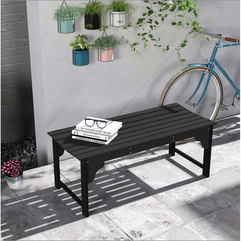 Outsunny Wooden Garden Bench, Outdoor Park Bench With Slatted Seat, Backless Front Porch Bench With Curved Seat For Conservatory, Garden, Poolside, Deck
