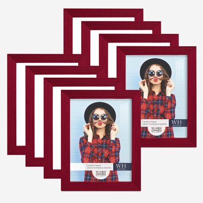 Red Wood Picture Frame - Set of 8