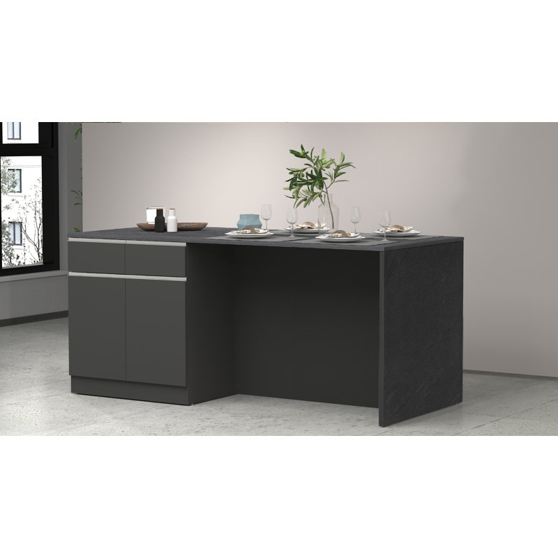 Sadrac Wood Kitchen Island, Anthracite Grey/Grey