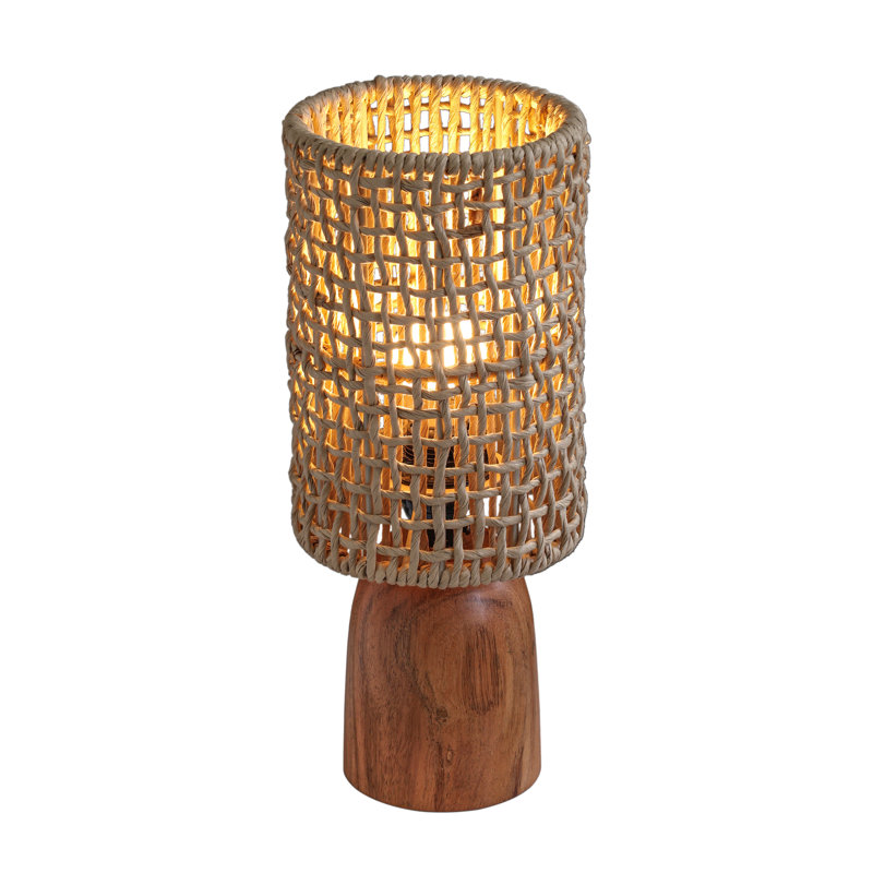 Petite lampe de table en raphia naturel et bois Kombu