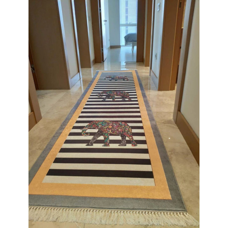 Tapis Mazzi avec envers antidérapant, Tapis de couloir 2 pi 7 po x 12 pi 5 po
