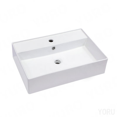 24"X16" White Ceramic Rectangular Wall Mounted Bathroom Sink With Faucet Hole And Overflow