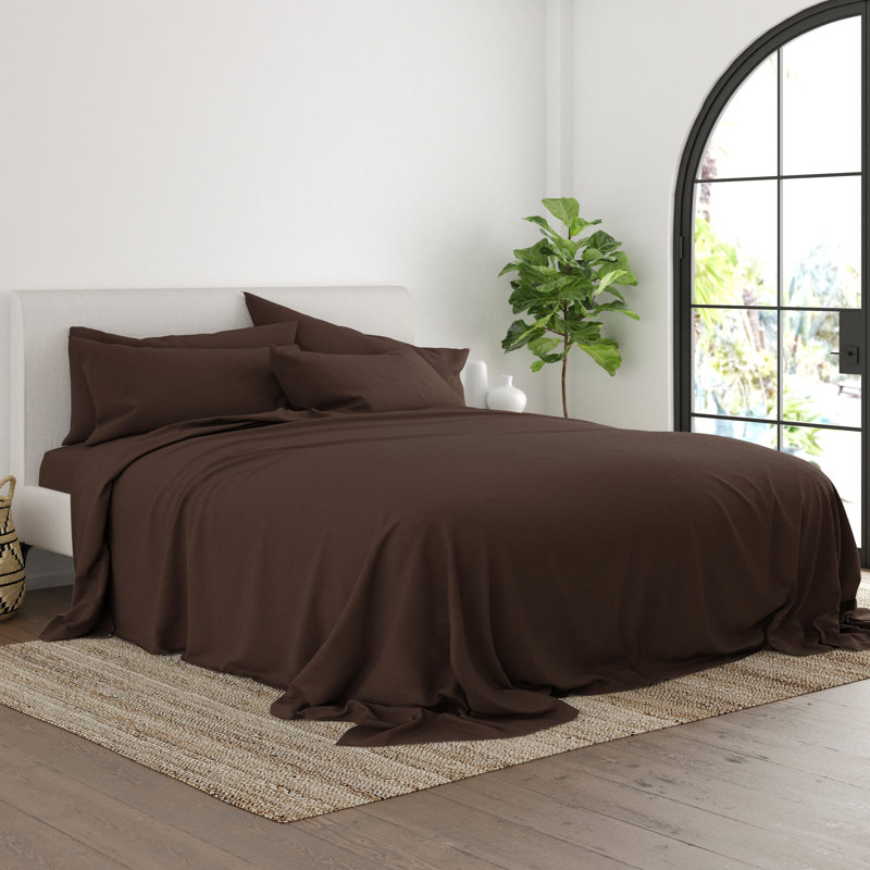 Ensemble de draps ultra-doux double brossé 6 pièces - Pochette profonde, infroissable, literie résistante à la décoloration