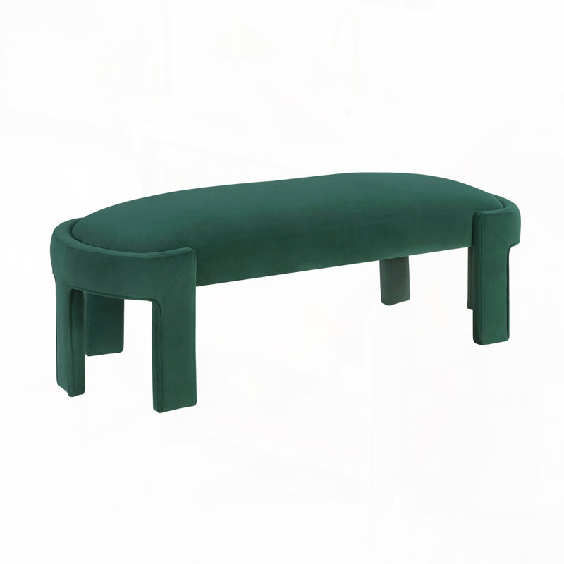 Banc rembourré en velours, Vert