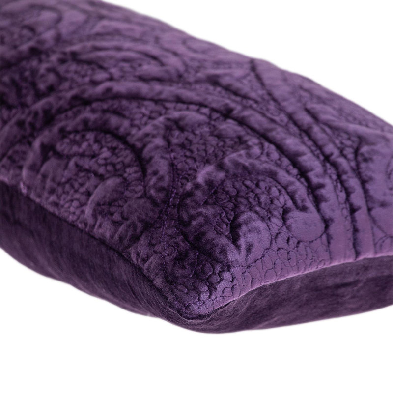 Coussin décoratif en velours matelassé taupe , Violet