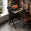 Bureau d'ordinateur compact et pliable avec tablette pour écran, parfait pour les petits espaces et les bureaux à domicile, finition noyer-1390820056-1390820053