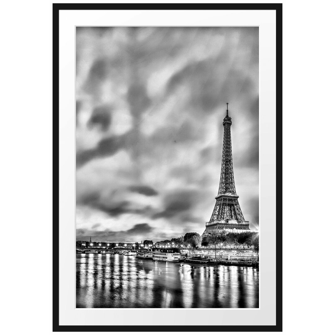 Gerahmtes Poster Eifelturm Paris bei Nacht