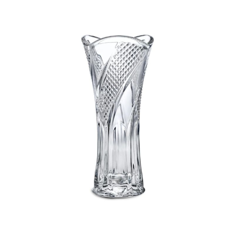 CLEAR CRYSTAL SPIRAL DESIGN FLOWER VASE