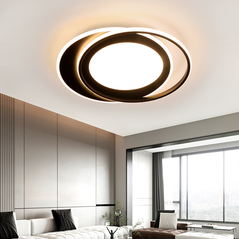 Ivy Bronx 1-Light 7cm LED Integrated Flush Mount, Black