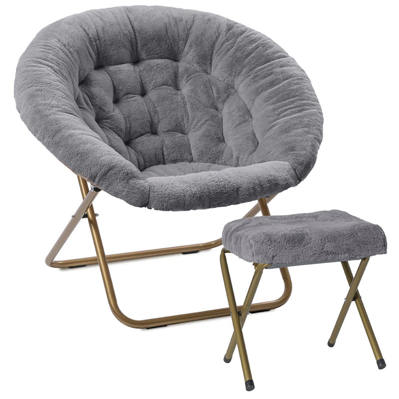 Fauteuil à soucoupe avec repose-pieds, Gris