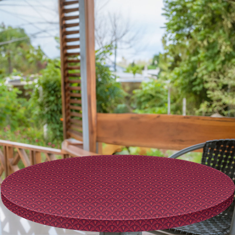 Bungalow Rose Vintage Fitted Round Tablecloth Dark Pink Charcoal Grey, 47.24" Round