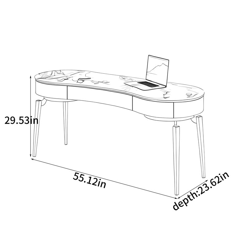 Bureau Partima Free Form, H 29,53 po x l 55,12 po x P 23,62 po