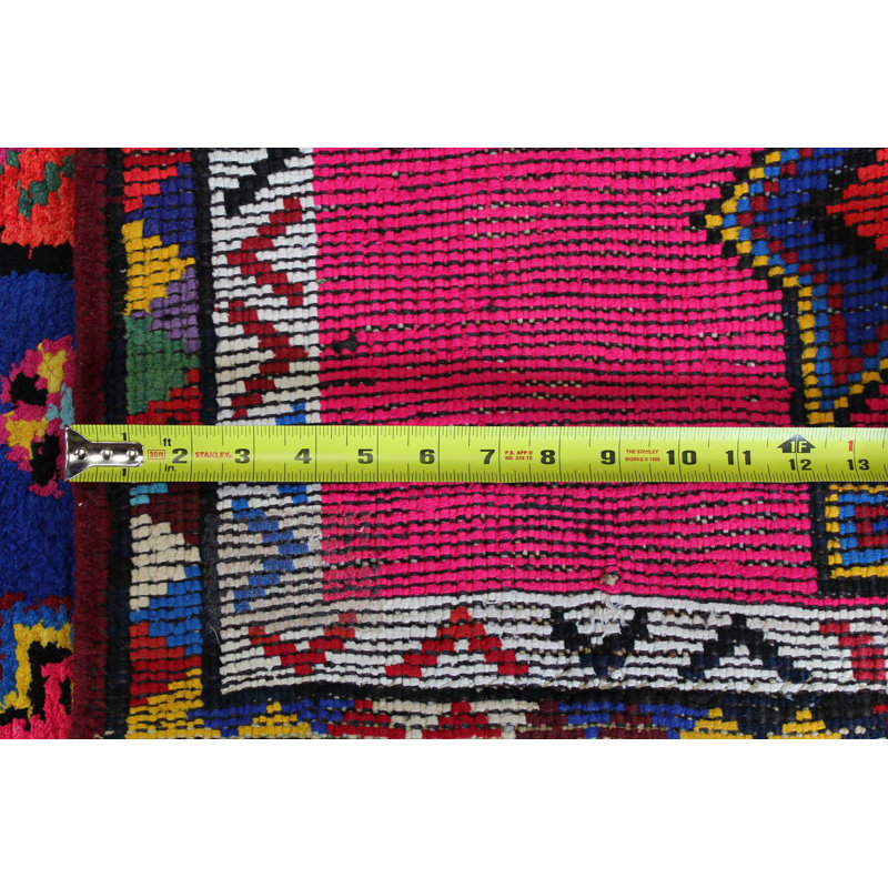 Tapis de couloir unique en coton noué à la main de style années 2000 2 pi 9 po x 13 pi 10 po rose Herki