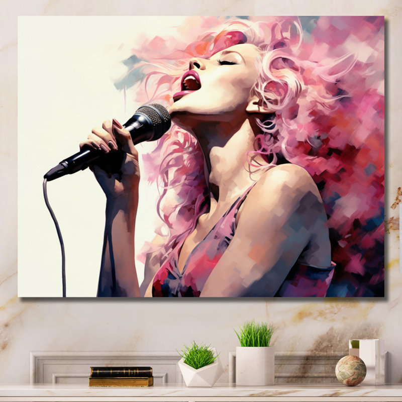 «Pink Black Music Vocal Expression II», reproduction d'art sur toile, H 30 po x l 40 po x P 1,5 po, Toile tendue