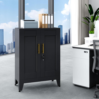 35.83" Metal Kitchen Pantry Storage Cabinet, Storage Cabinets with 2 Doors and 2 Adjustable Shelves, Pantry Cabinet, Freestanding Hutch Cupboard for K by Mercer41