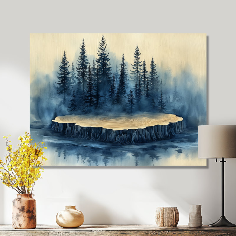 Forêt d'hiver sur bois, diapositive Harmony II - forêt, art mural, H 34 po x l 44 po, Toile tendue, Ne s’applique pas