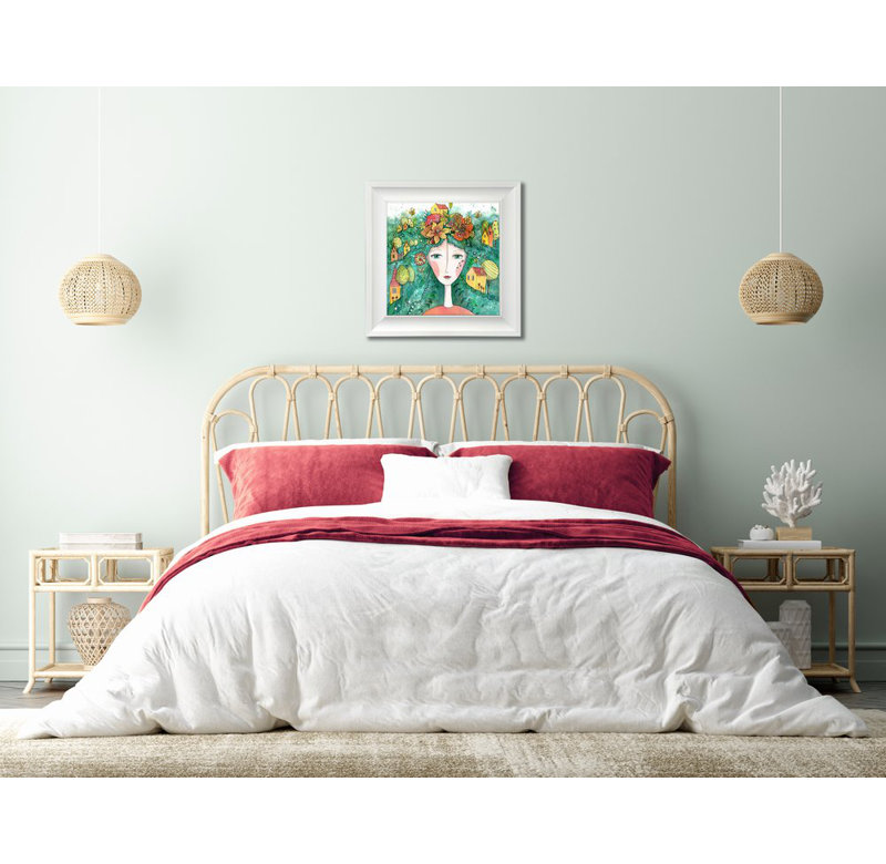 Fée du printemps, art mural sur toile, Cadre blanc, H 17,5 po x l 17,5 po x P 1 po
