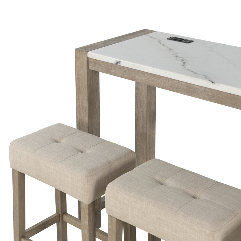 Table de canapé en marbre VANILLA REAL AVEC PUISSANCE ET 3 TABOURETS