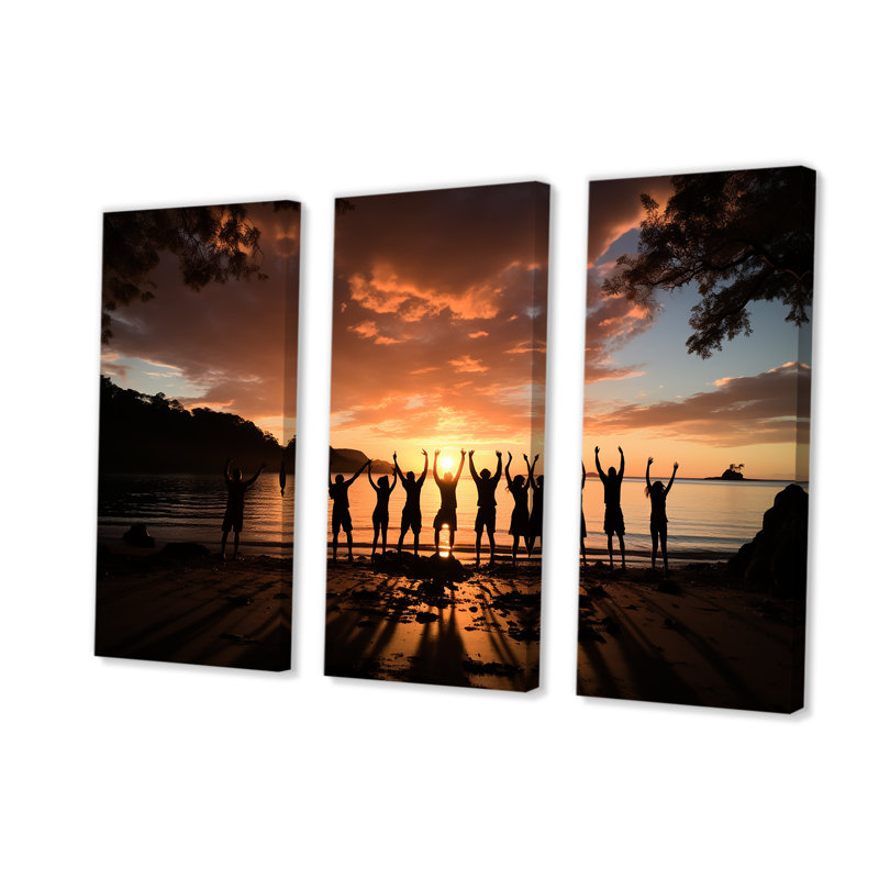 «Adventurous Beach Yoga Energy - Yoga, art mural», Toile tendue, H 32 po x l 48 po x P 1 po