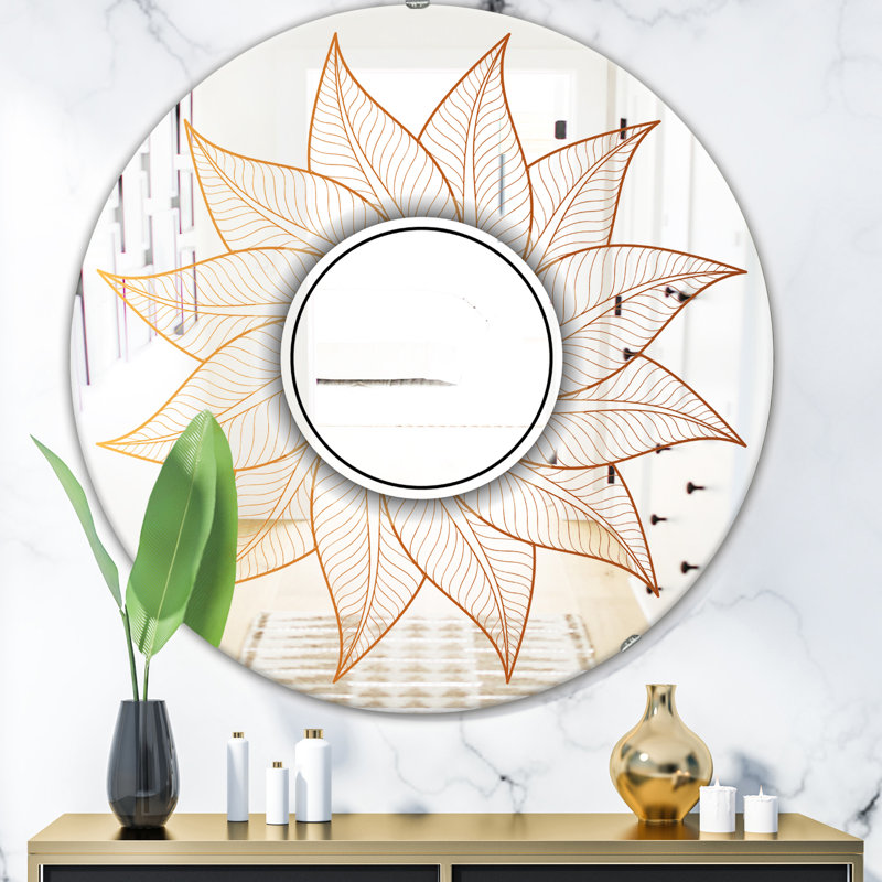 Flore de plante avec mandala - miroir glam, H 23,6 po x l 23,6 po