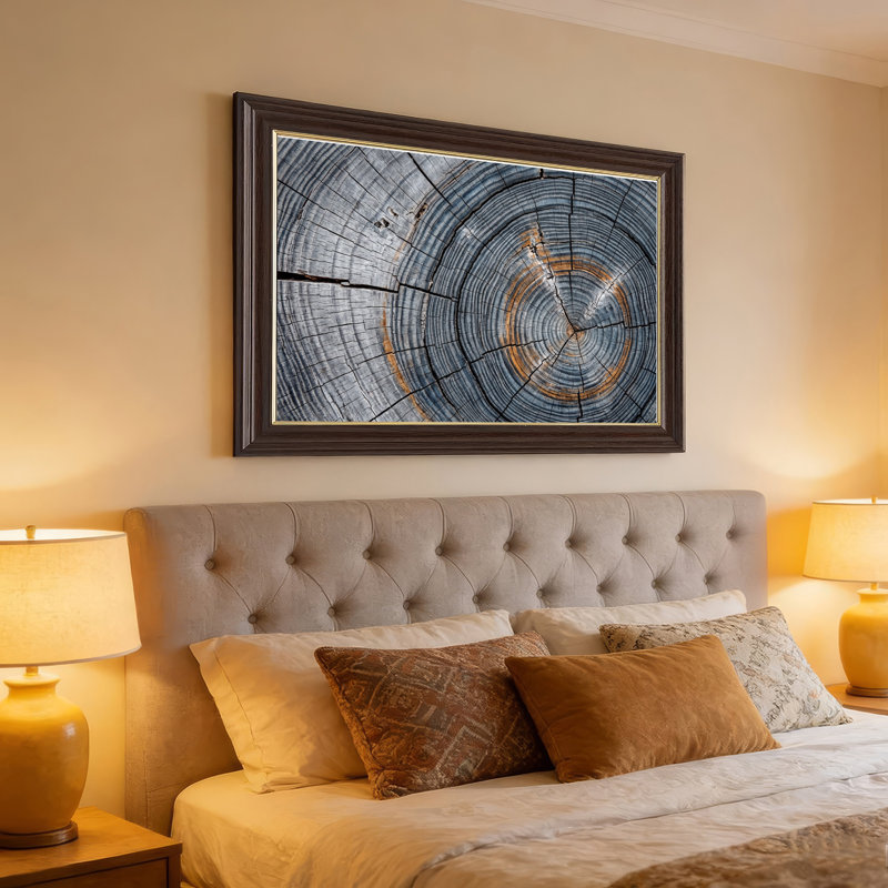 Art mural sur toile gris et orange, H 12 po x l 18 po
