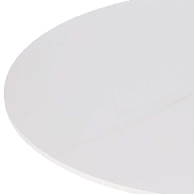 Round Metal Base Dining Table, White, White