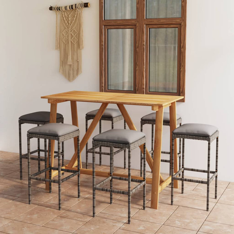 Rectangular 6 - Person 55.1" Long Bar Height Dining Set, Gray