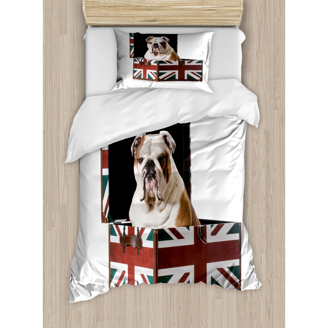 Bettbezug Set, Patriotic Dog, Englische Bulldogge, Mehrfarbig